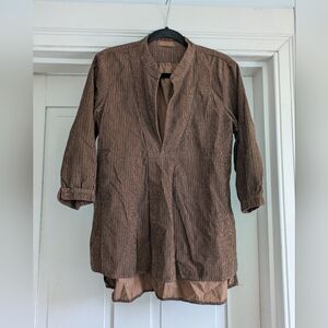 CP Shades Brown Thin Corderoy 3/4 Length Sleeve Top- S